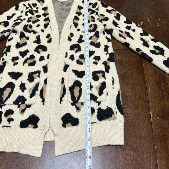 Jodifl Open Front Leopard Long Cardigan Sweater Women's Medium Soft Fall Pockets - Picture 7 of 7